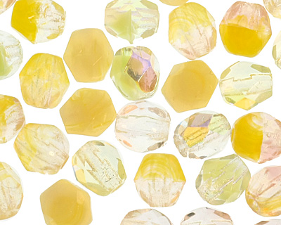 Czech Fire Polished Glass Yellow Mix Round 4mm