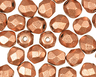 Czech Fire Polished Glass Matte Metallic Copper Round 4mm
