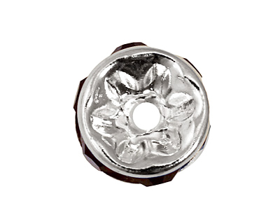 Silver (plated) Amethyst Rhinestone Rondelle 4x8mm