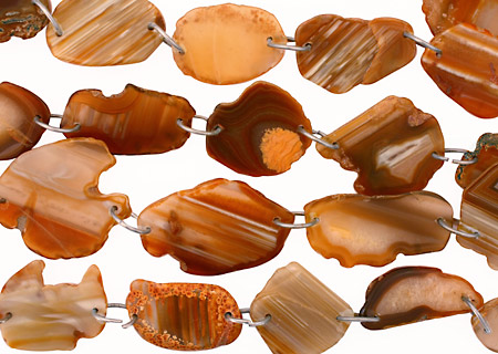 Orange Agate w/Rings Natural Edge Freeform Faceted Slab 35-58x26-49mm