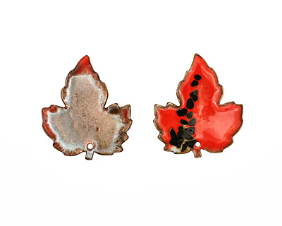 C-Koop Enameled Metal Rustic Red Large Maple Leaf 40x46mm