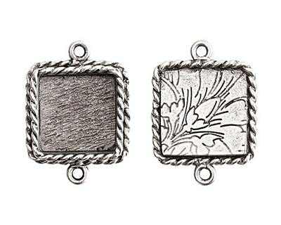Nunn Design Antique Silver (plated) Mini Ornate Square Bezel Link 24x18mm