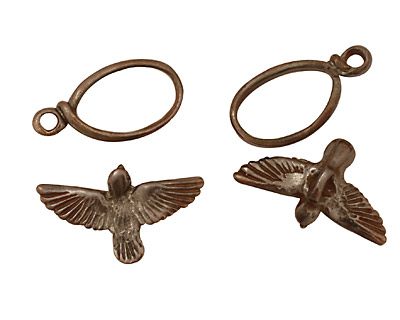 Green Girl Shibuichi Bird Toggle 13mm, 25mm bar
