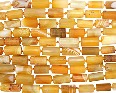 Yellow Botswana Agate Faceted Tube Graduated 12-28x8-15mm