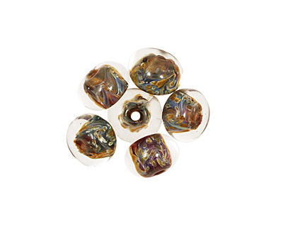 Grace Lampwork Multi-Color w/ Yellow & Blue Rondelle 10x16mm