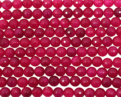Ruby Red Agate Faceted Round 8mm