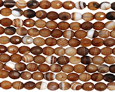 Amber Line Agate Faceted Rice 10x8mm