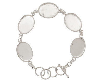 Silver (plated) Oval Bezel Link Bracelet 24x18mm