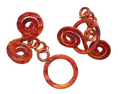 Patricia Healey Copper Round Toggle w/ Spiral Bar 29x40mm, 47mm bar