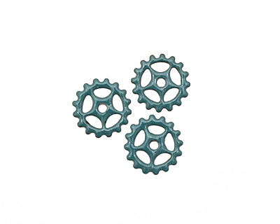 C-Koop Enameled Metal Peacock Blue Small Sectioned Gear 16mm