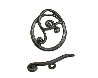 Gunmetal Swirly Toggle Clasp 18x16mm, 22mm bar