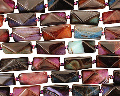 Rainbow Snakeskin Agate Faceted Pillow 25x16mm