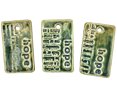 Earthenwood Studio Ceramic Newsprint Hope Pendant 21x35mm