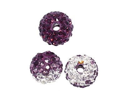 Amethyst/Crystal Ombre Pave Round 8mm (1.5mm hole)