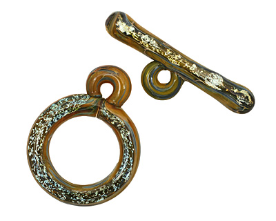 Grace Lampwork Copper River Toggle Clasp 25-26x31-32mm, 39-40mm bar
