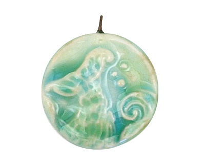 Gaea Ceramic Mermaid Blue Mermaid Tail Pendant 32-33x36-38mm