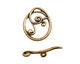 Antique Brass (plated) Swirly Toggle Clasp 18x16mm, 22mm bar