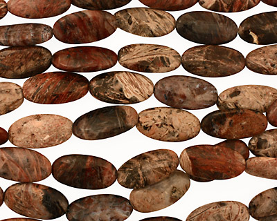 Red Needle Agate Flat Oval 30x15mm