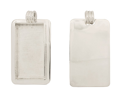 Silver (plated) Lipped Rectangle Bezel 21x44mm