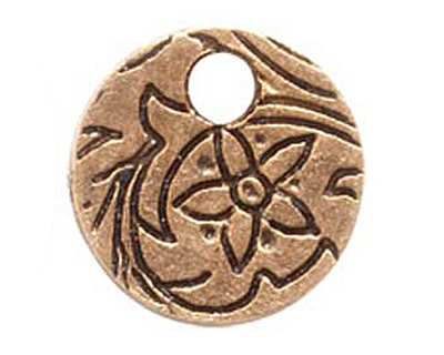 Nunn Design Antique Gold (plated) Mini Circle Flower Tag 12mm