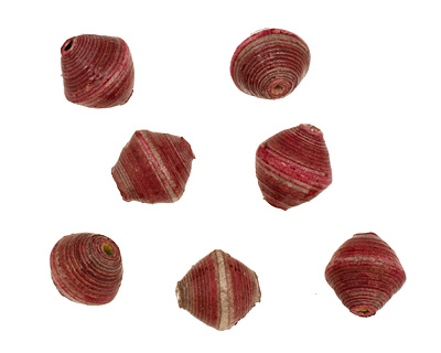 African Paper (maroon, pink, gray) Bicone 14-15x15-16mm