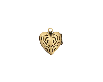 Antique Brass (plated) Tiny Pressed Heart Heirloom Locket 13x15mm