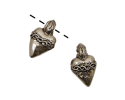 Green Girl Pewter Sacred Heart 13x23mm