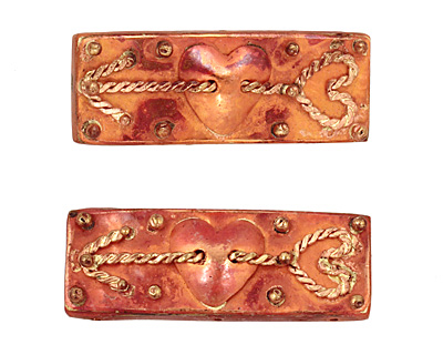 Patricia Healey Copper 3 Hole Heart w/ Arrow Bar 17x46mm