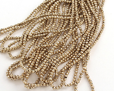 Golden Pyrite Faceted Round 3.5-4mm