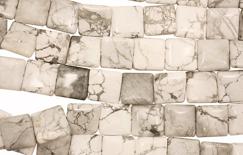 White Howlite Puff Square 20mm