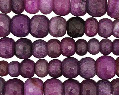 Purple Line Agate Faceted Rondelle Graduated 6-13x11-21mm