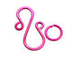 Hot Pink Enameled Copper S Clasp 20x13mm, 8mm ring