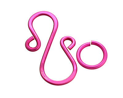 Hot Pink Enameled Copper S Clasp 20x13mm, 8mm ring