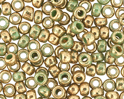 TOHO Gilded Marble Green Round 11/0 Seed Bead