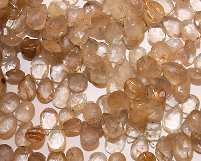 Rutilated Quartz Faceted Flat Teardrop 7-10x11-14mm