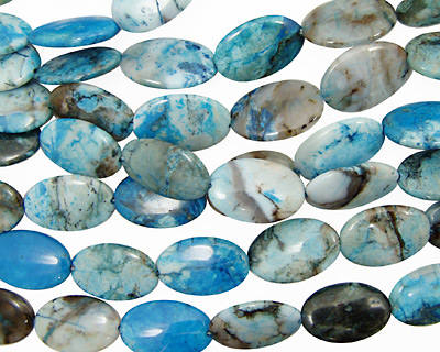 Brazil Blue Agate Flat Oval 27x18mm