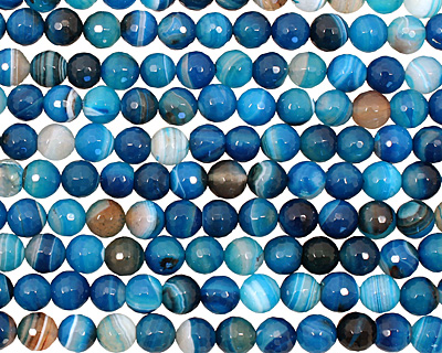 Sky Blue Line Agate Faceted Round 10mm