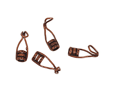 Antique Copper (plated) Hook & Eye Crimp Clasp 16x5mm (hook), 13x5mm (eye)