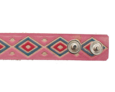 Hand Painted Pink Tribal Print Leather Cuff 1 1/16