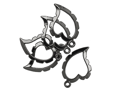Artistic Wire Hematite Curved Heart Wrapper 20x31mm