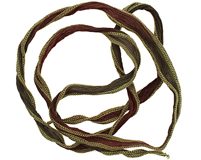 Chocolate/Moss Green Hand Dyed 100% Silk Ribbon 1/2