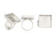 Silver (plated) Adjustable Ring Square Bezel 21mm
