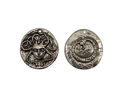 Green Girl Pewter Medusa Coin 24x26mm