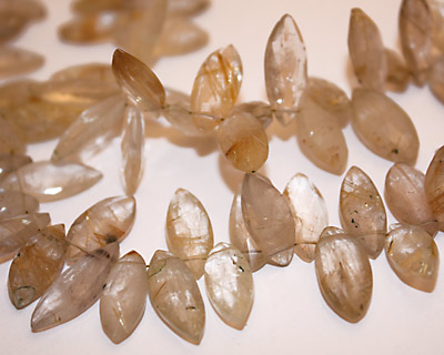 Rutilated Quartz Faceted Spear Drops 7-10x14-24mm