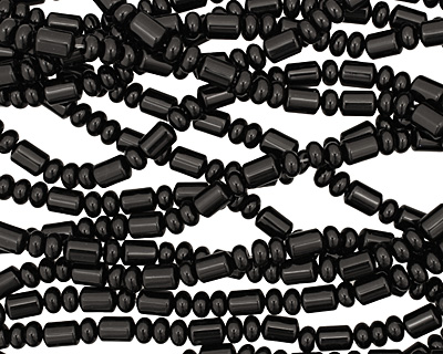 Black Onyx Barrel Rondelle 4-11x7-8mm