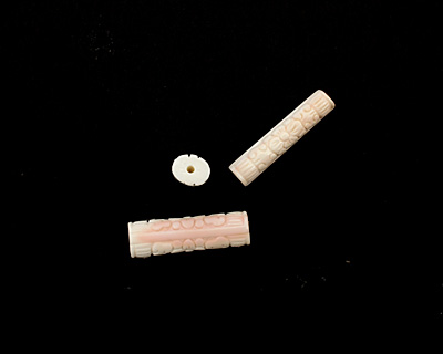 Pink Shell Carved Tube 33x10mm