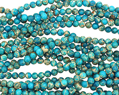 Ocean Blue Impression Jasper Round 4mm