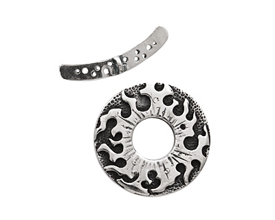Saki Sterling Silver Fireburst Toggle Clasp 28mm, 28mm bar