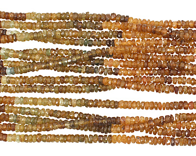 Green Tourmaline Irregular Faceted Rondelle 3.5-4mm
