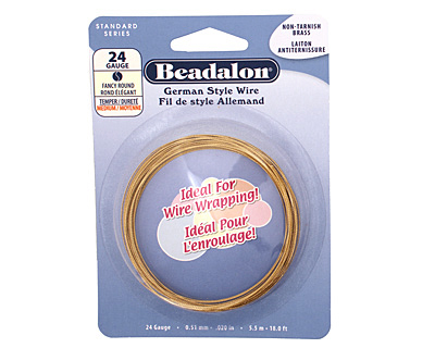 German Style Wire Non Tarnish Brass Fancy Round 24 gauge, 5.5 meters
